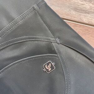 Freddy Pants: WRUP Velvet Leather - High Waisted - Petite Length - Black